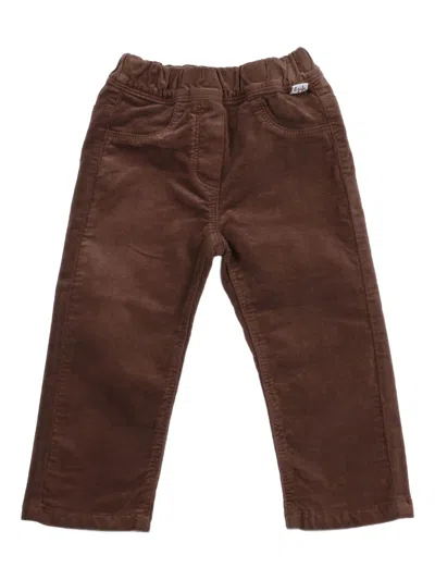 Il Gufo Soft-touch Velvet Effect Trousers With Elastic Waist For Kids In Brown
