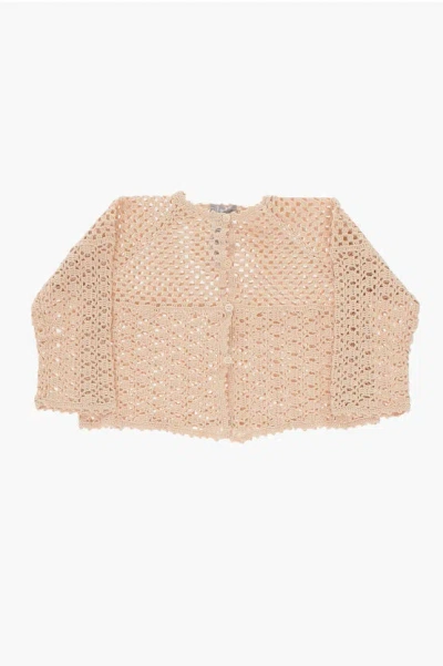 Il Gufo Solid Color Crochet Cardigan