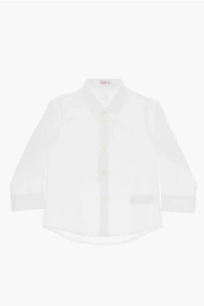 Il Gufo Solid Color Poplin Cotton Shirt In White