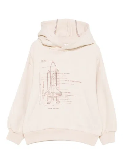 Il Gufo Kids' Space Shuttle Printed Hoodie In Neutral
