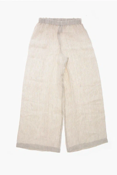 Il Gufo Straight-fit Linen Herringbone Trousers With Awning Pattern In Neutral
