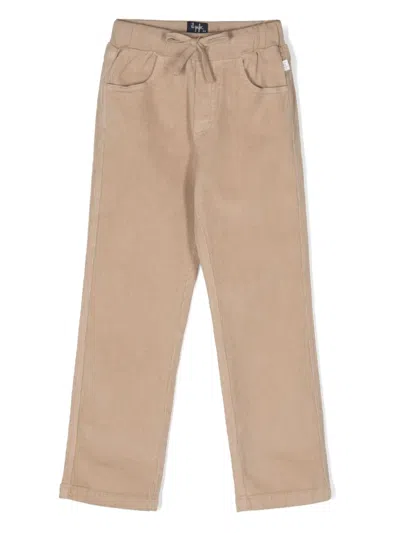 Il Gufo Kids' Straight-leg Corduroy Drawstring Trousers In Neutrals