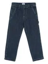 Il Gufo Strap-detail Cotton Jeans In Blue