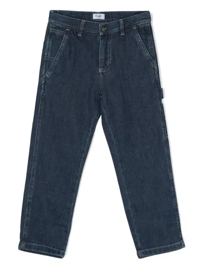 Il Gufo Kids' Strap-detail Cotton Jeans In Blue