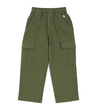 Il Gufo Kids' Stretch-cotton Cargo Sweatpants In Green