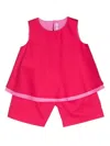 Il Gufo Cotton-blend Top And Shorts Set In Red
