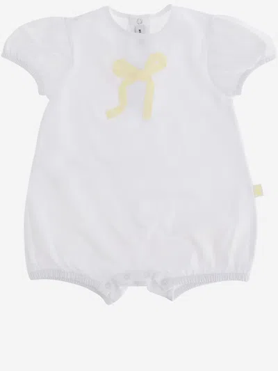 Il Gufo Stretch Cotton Puff-sleeve Bodysuit In Gray