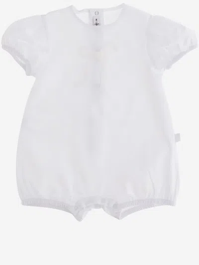 Il Gufo Babies' Stretch Cotton Sleepsuit With Bow In White
