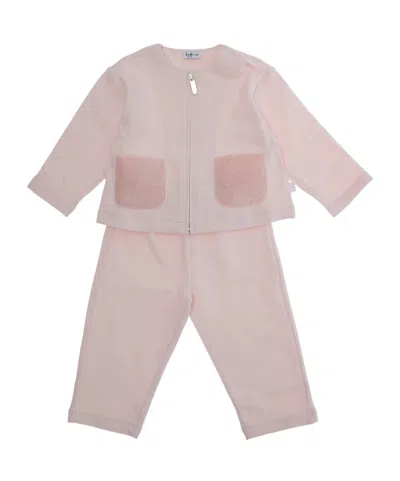Il Gufo Crew Neck Sweatshirt And Trousers Set In Pink