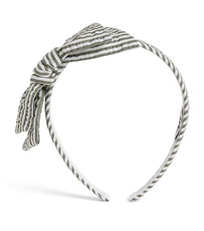 Il Gufo Kids' Stripe Bow Headband In Gray