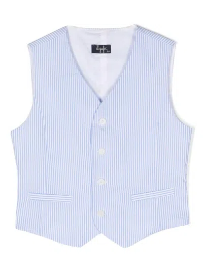 Il Gufo Kids' Stripe-pattern Cotton Waistcoat In Blue