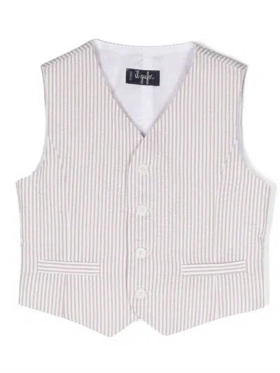 Il Gufo Babies' Stripe-pattern Cotton Waistcoat In Neutrals