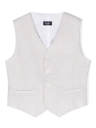 Il Gufo Kids' Stripe-pattern Cotton Waistcoat In Neutrals