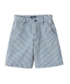 Il Gufo White/blue Striped Cotton And Linen Bermuda Shorts In Gray