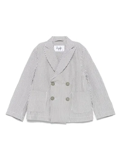 Il Gufo Kids' Striped Blazer In Green