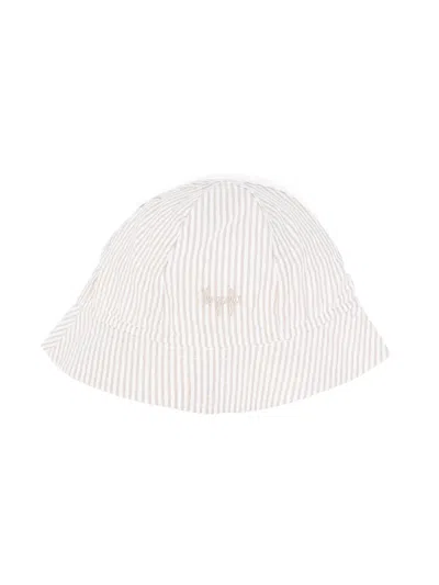 Il Gufo Babies' Striped Bucket Hat In Neutrals
