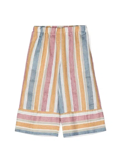 Il Gufo Mini Striped Capri Pants For Girls In Multi