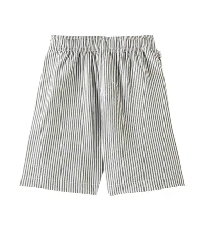 Il Gufo Kids' Striped Cotton Bermuda Shorts In Green