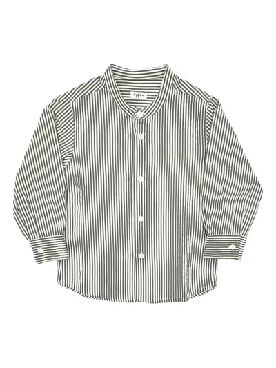 Il Gufo Striped Cotton Shirt Kids In Green