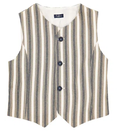 Il Gufo Kids' Striped Cotton-blend Vest In Sand