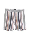 Il Gufo Striped Cotton-linen Blend Shorts In Grey