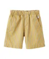 Il Gufo Striped Cotton Shorts In Yellow
