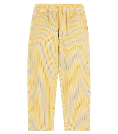 Il Gufo Kids' Striped Cotton Twill Pants In Cinnamon
