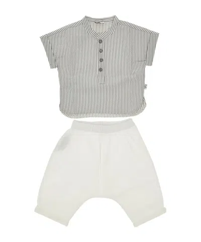 Il Gufo Striped Crewneck Tracksuit Set In White