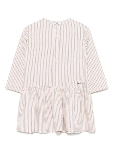 Il Gufo Kids' Striped Dress In 粉色