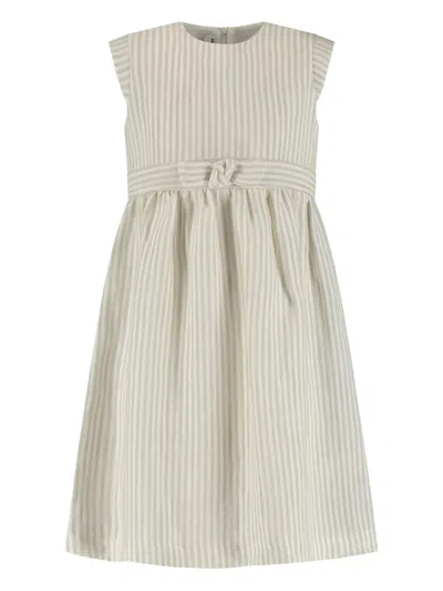 Il Gufo Kids' Striped Dress In Neutral