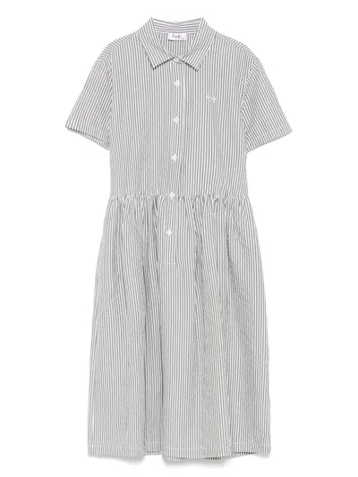 Il Gufo Kids' Striped Dress In Green