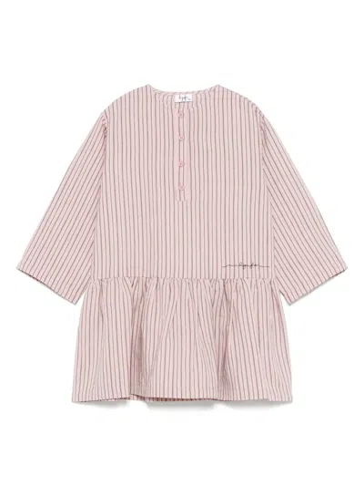 Il Gufo Kids' Striped Dress In Pink