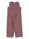 Il Gufo Striped Linen Jumpsuit In Pink
