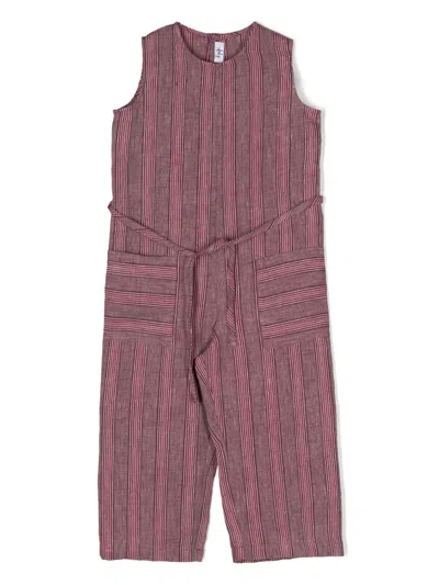 Il Gufo Kids' Striped Linen Jumpsuit In Tropea