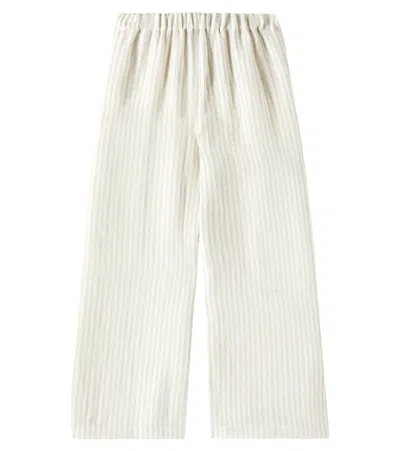 Il Gufo Kids' Striped Linen Pants In Beige
