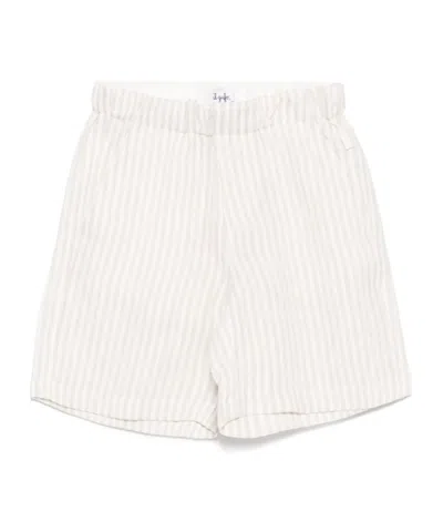 Il Gufo Striped Linen Shorts In White
