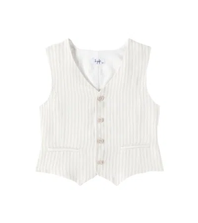 Il Gufo Kids' Striped Linen Vest In Beige
