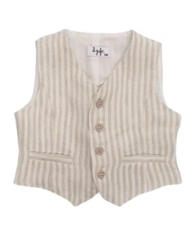 Il Gufo Striped Linen Waistcoat In Grey