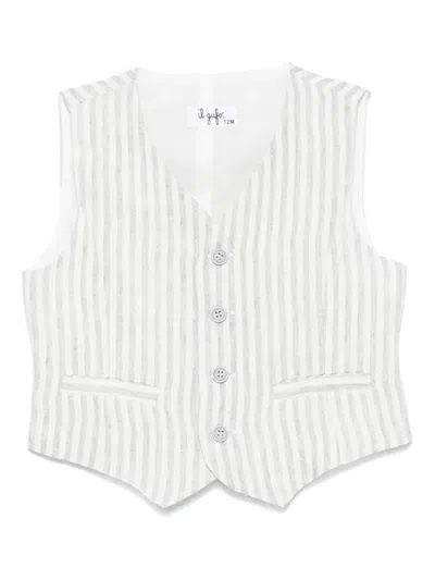 Il Gufo Babies' Striped Linen Waistcoat In Grey