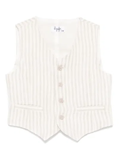 Il Gufo Babies' Striped Linen Waistcoat In Neutrals