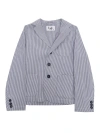 Il Gufo Single-breasted Long Sleeved Striped Blazer In Blue