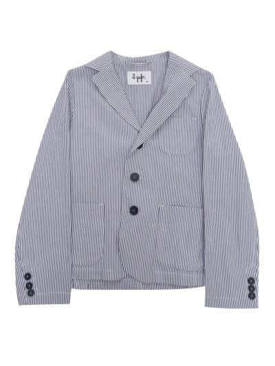 Il Gufo Striped Patterned Single-breasted Blazer In Blue