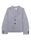 Il Gufo Single-breasted Long Sleeved Striped Blazer In Blue