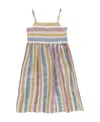 Il Gufo Striped Pleated Dress In Multicolor
