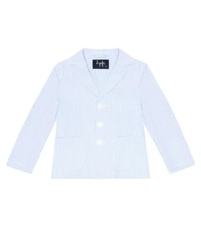 Il Gufo Kids' Striped Seersucker Blazer In Light Blue