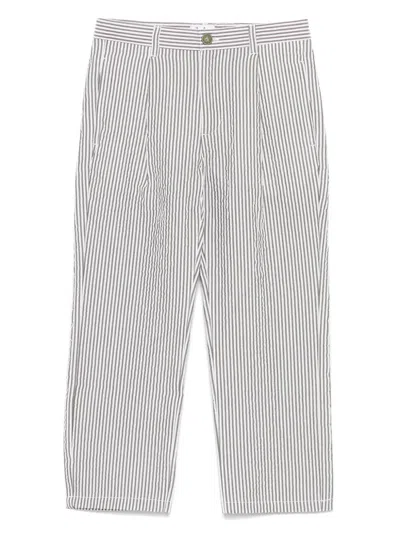 Il Gufo Striped Seersucker Trousers In 绿色