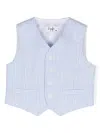Il Gufo Striped Seersucker Waistcoat In Blue