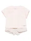 Il Gufo Striped Short Set In Pink