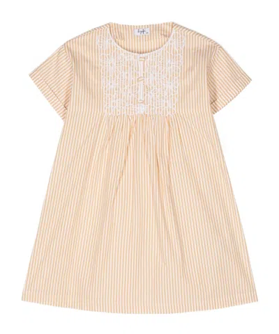 Il Gufo Kids' Striped Short-sleeve Dress In Yellow