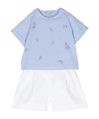 Il Gufo Striped Shorts Set In Blue